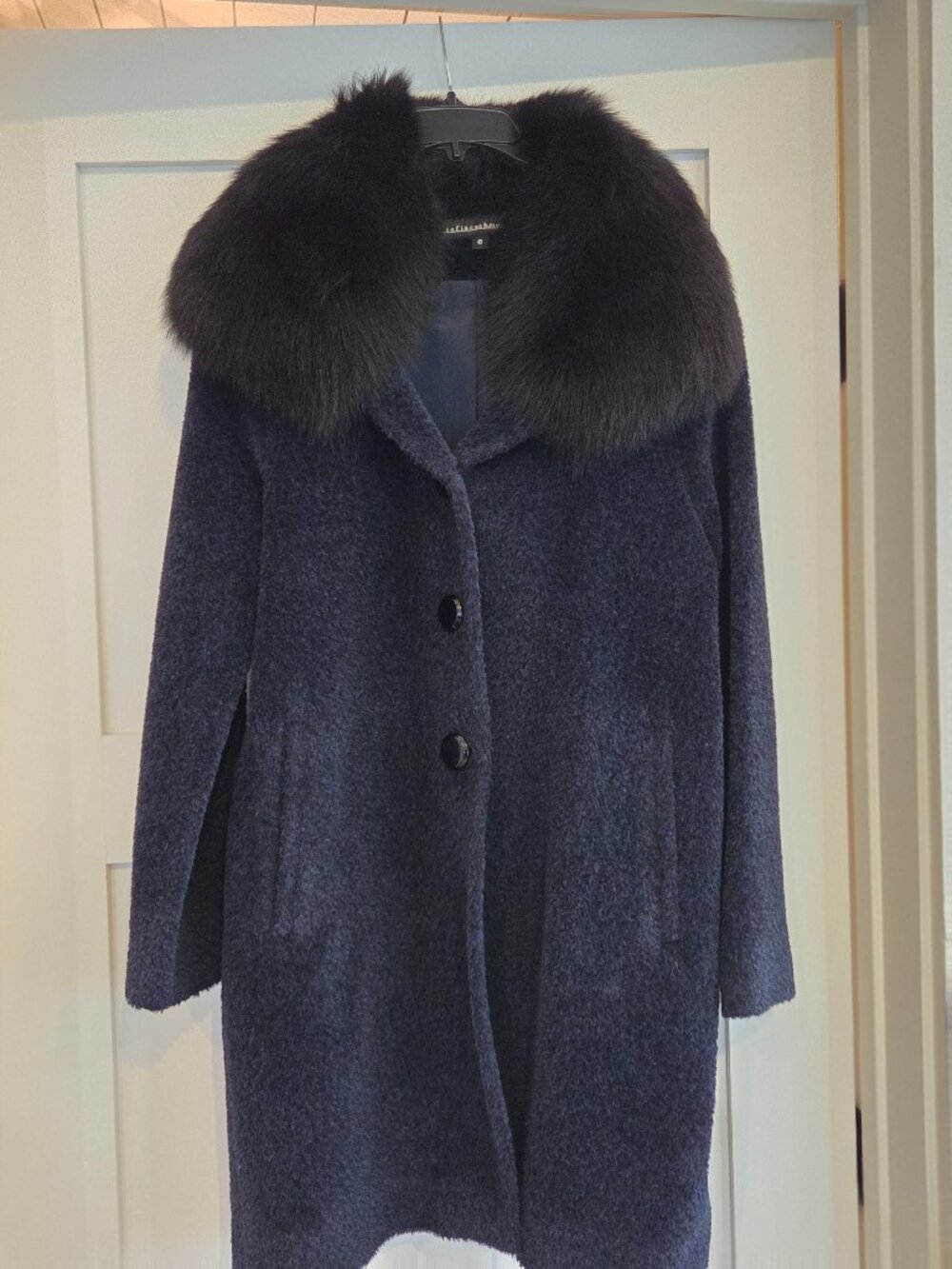 Sofia Cashmere Alpaca a Wool Coat with Fur Collar sz 6